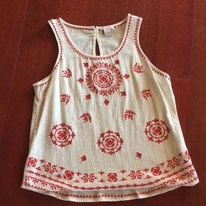 Lucky Brand embroidered sleeveless top